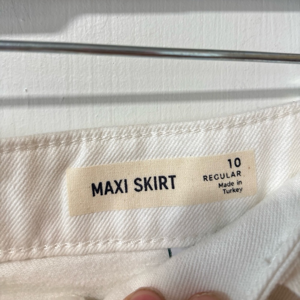 Marks And Spencer Denim Maxi A-line Skirt Sz 6 UK 10 Ecru White Maxi Cotton M&S - Picture 2 of 7